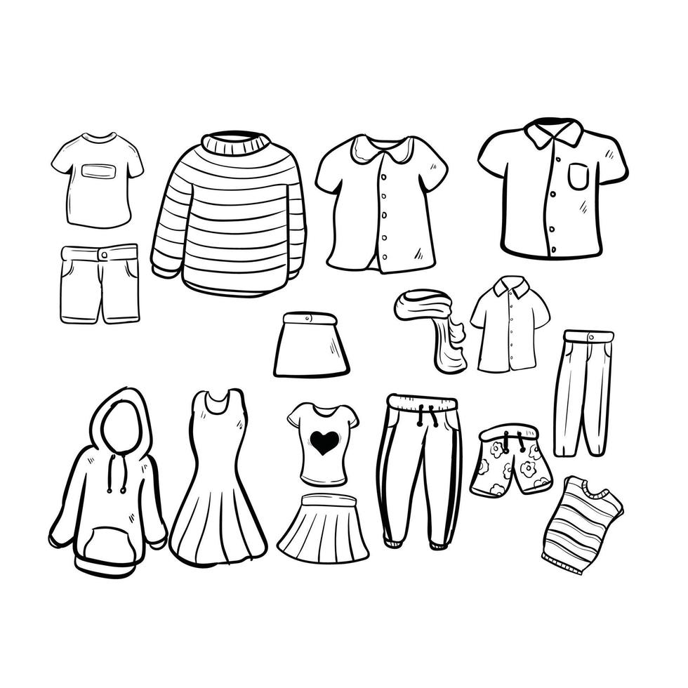 kleding kleding doodle kunst vector