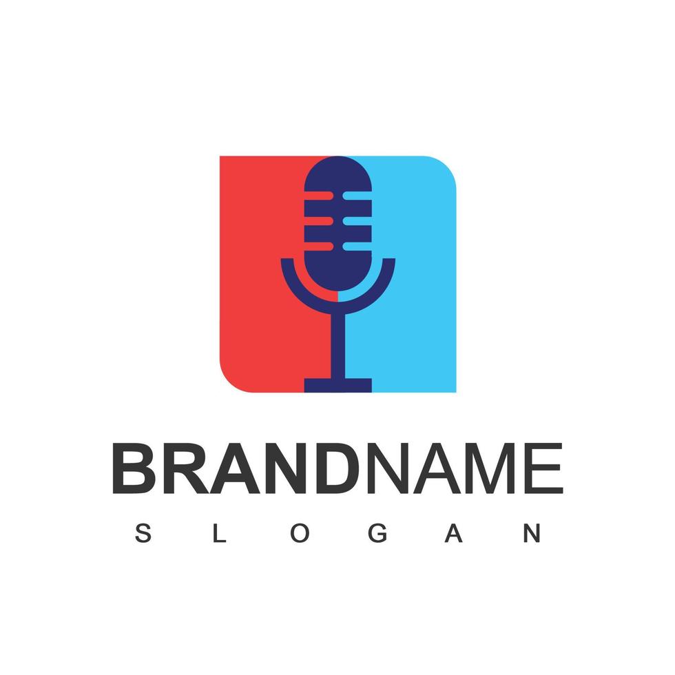 podcast logo ontwerpsjabloon, microfoon pictogram ontwerp vector