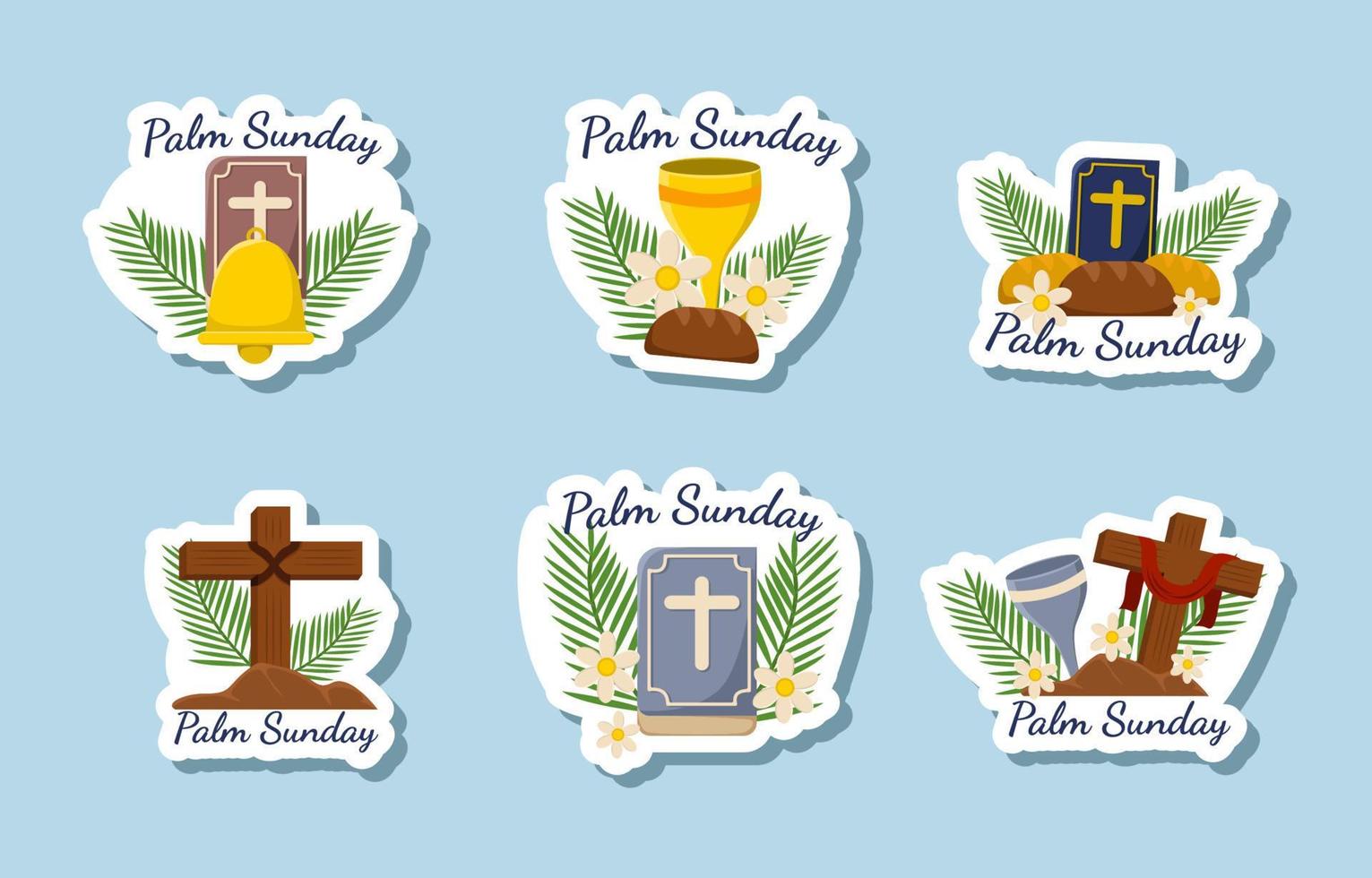 set collectie sticker palmzondag element vector