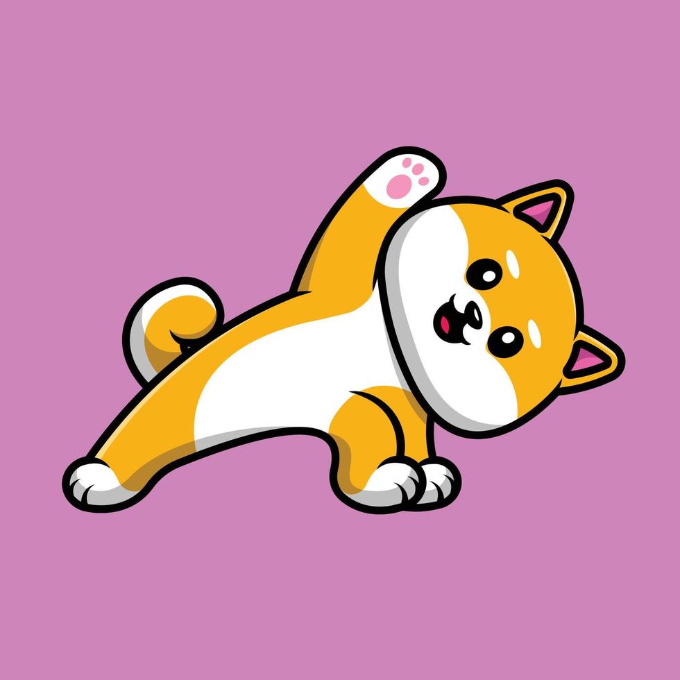 schattige shiba inu yoga cartoon vector pictogram illustratie. diergezondheid pictogram concept geïsoleerde premie vector.