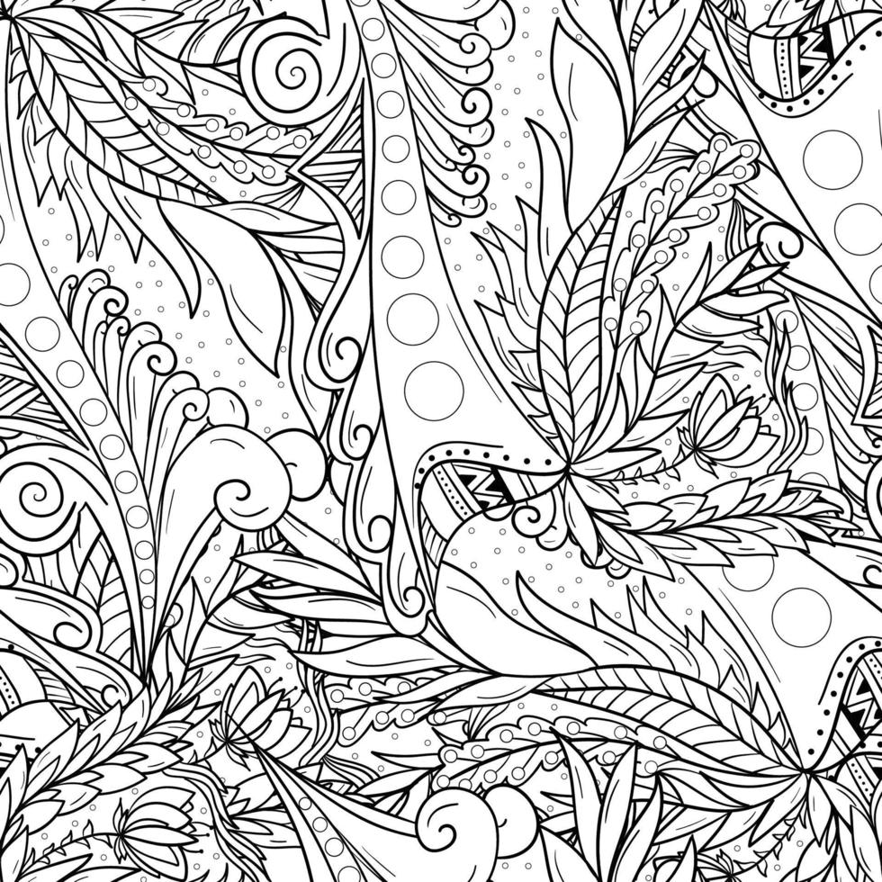 naadloze patroonachtergrond met abstracte bladeren en bloem vector