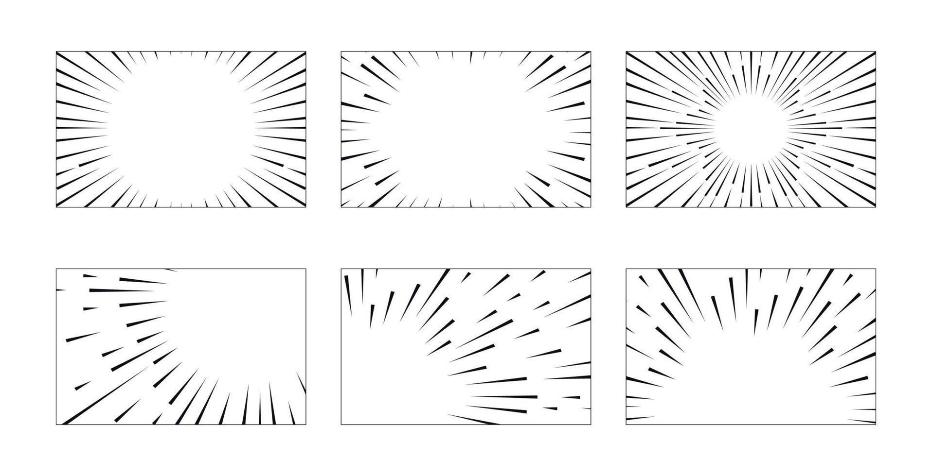 stripboek snelheidslijnen set geïsoleerd op achtergrond vector