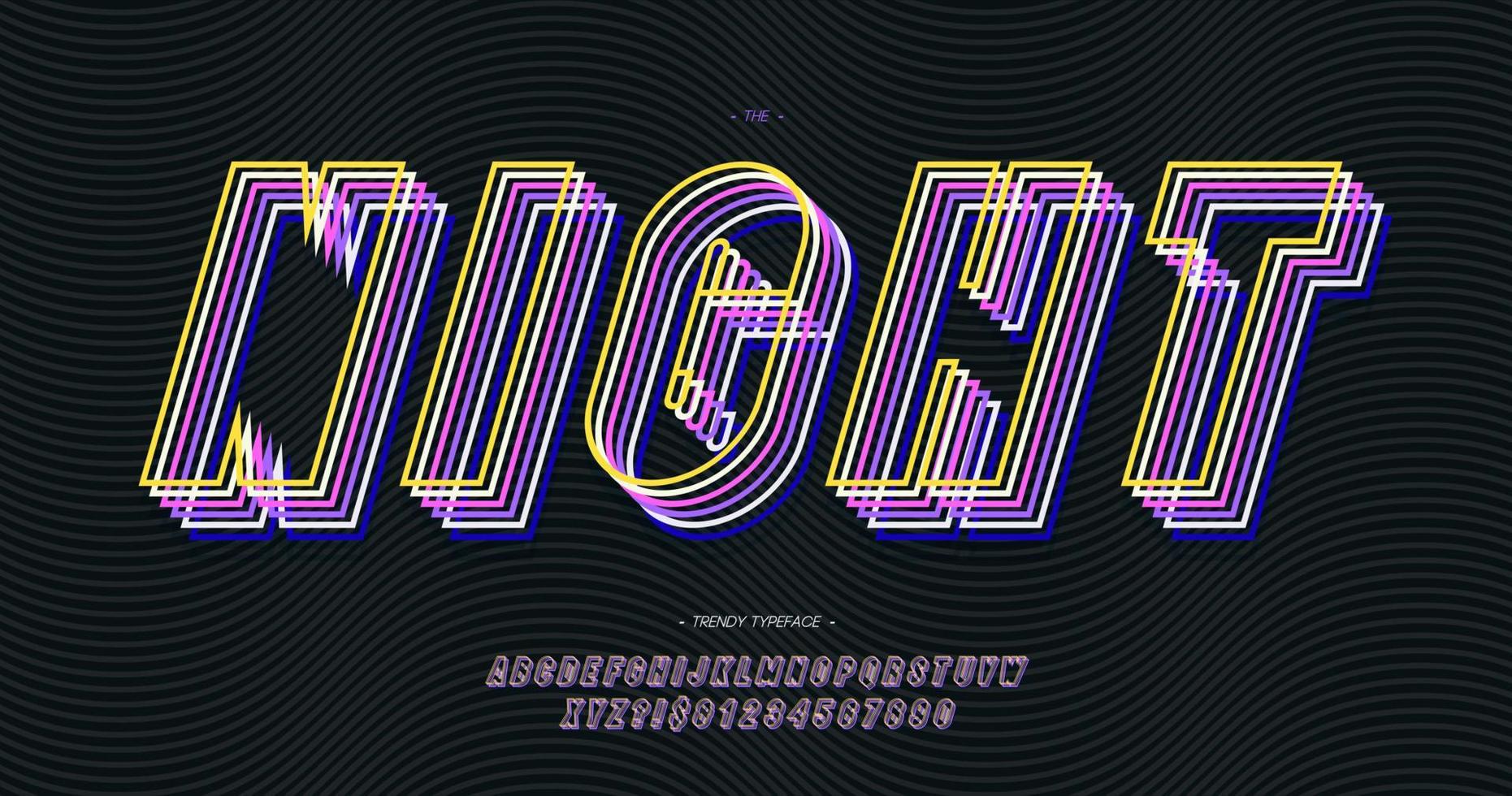 vector nacht lettertype 3d neon stijl trendy typografie