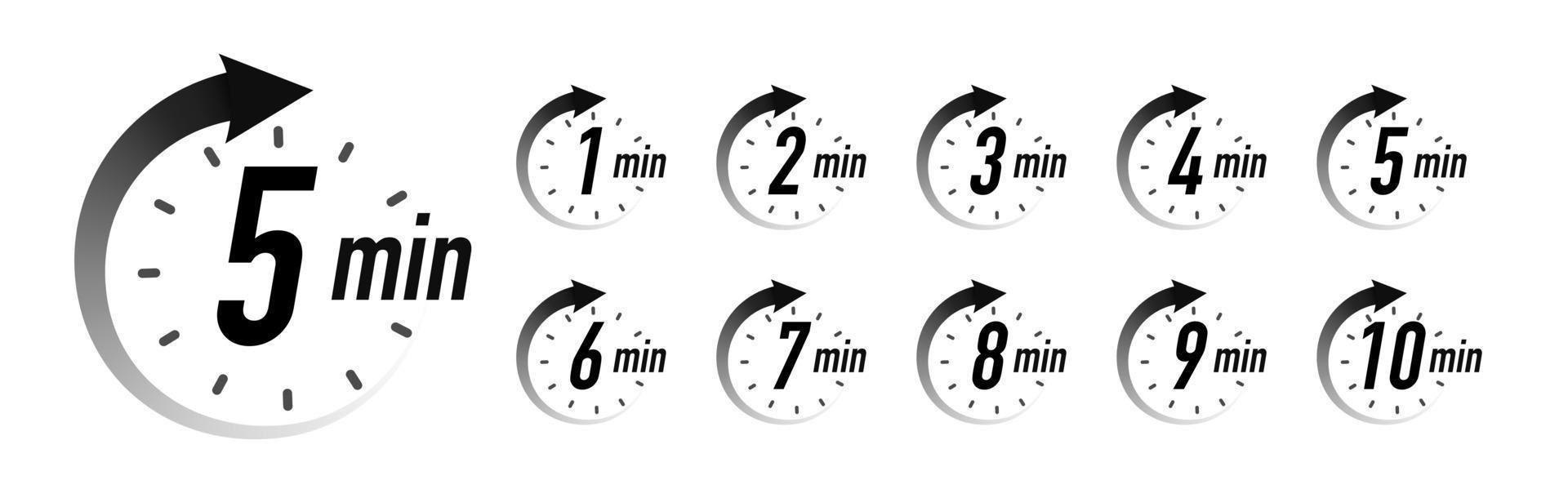 timer simbol vector set zwarte kleurstijl