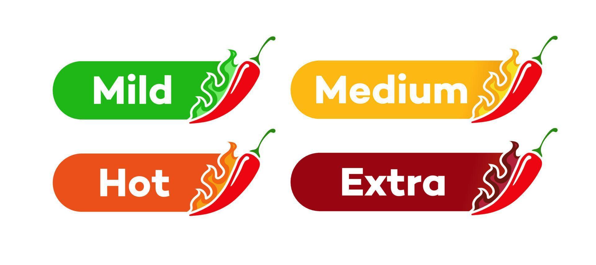 pittige chili niveau vector label geïsoleerd op background