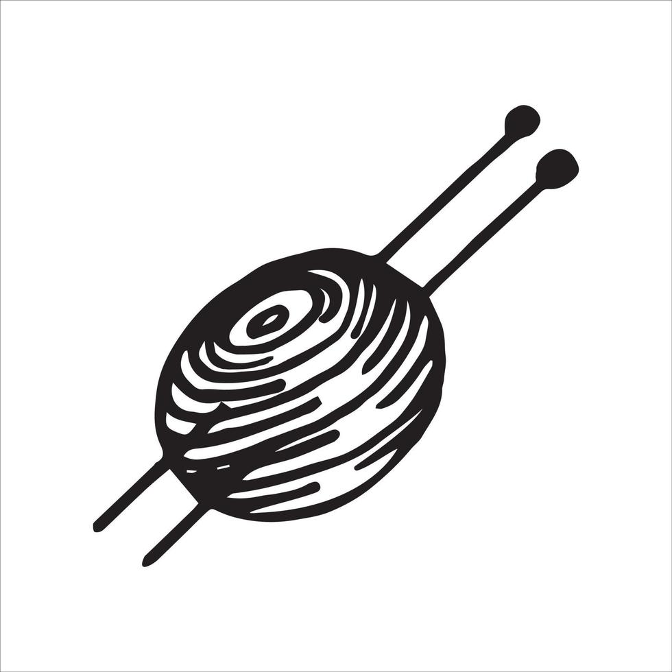 vectorillustratie van een bol garen in doodle-stijl vector
