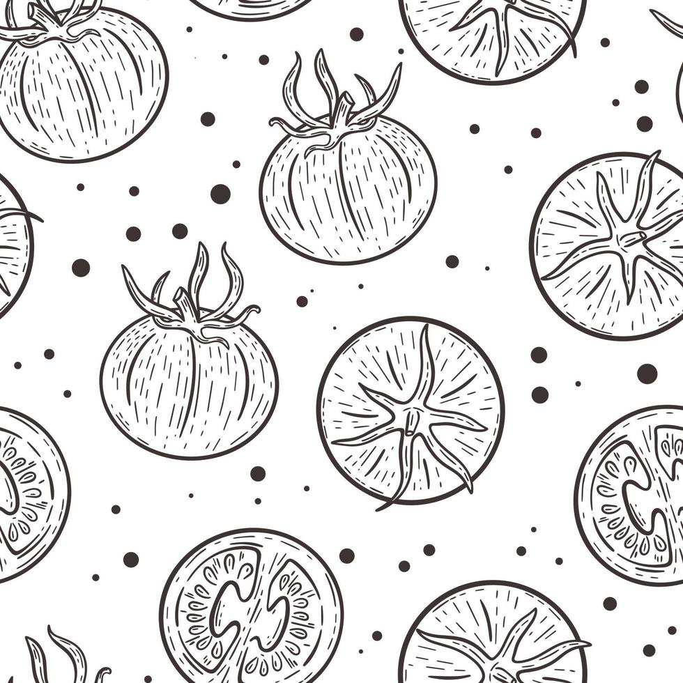 tomaten hand getrokken gravure naadloze patroon vintage vector zwarte illustratie
