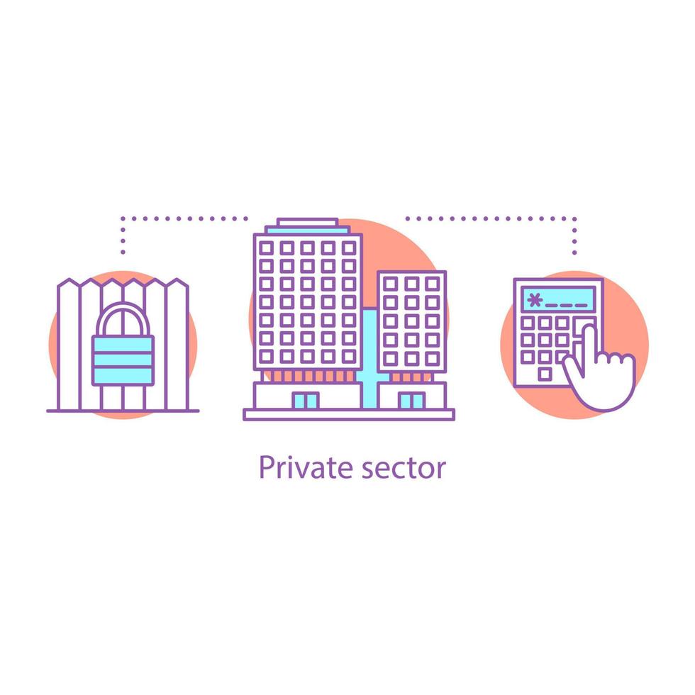 particuliere sector concept icoon. prive-eigendom idee dunne lijn illustratie. ontwikkeling van het gebouw. beveiligd gebied. vector geïsoleerde overzichtstekening