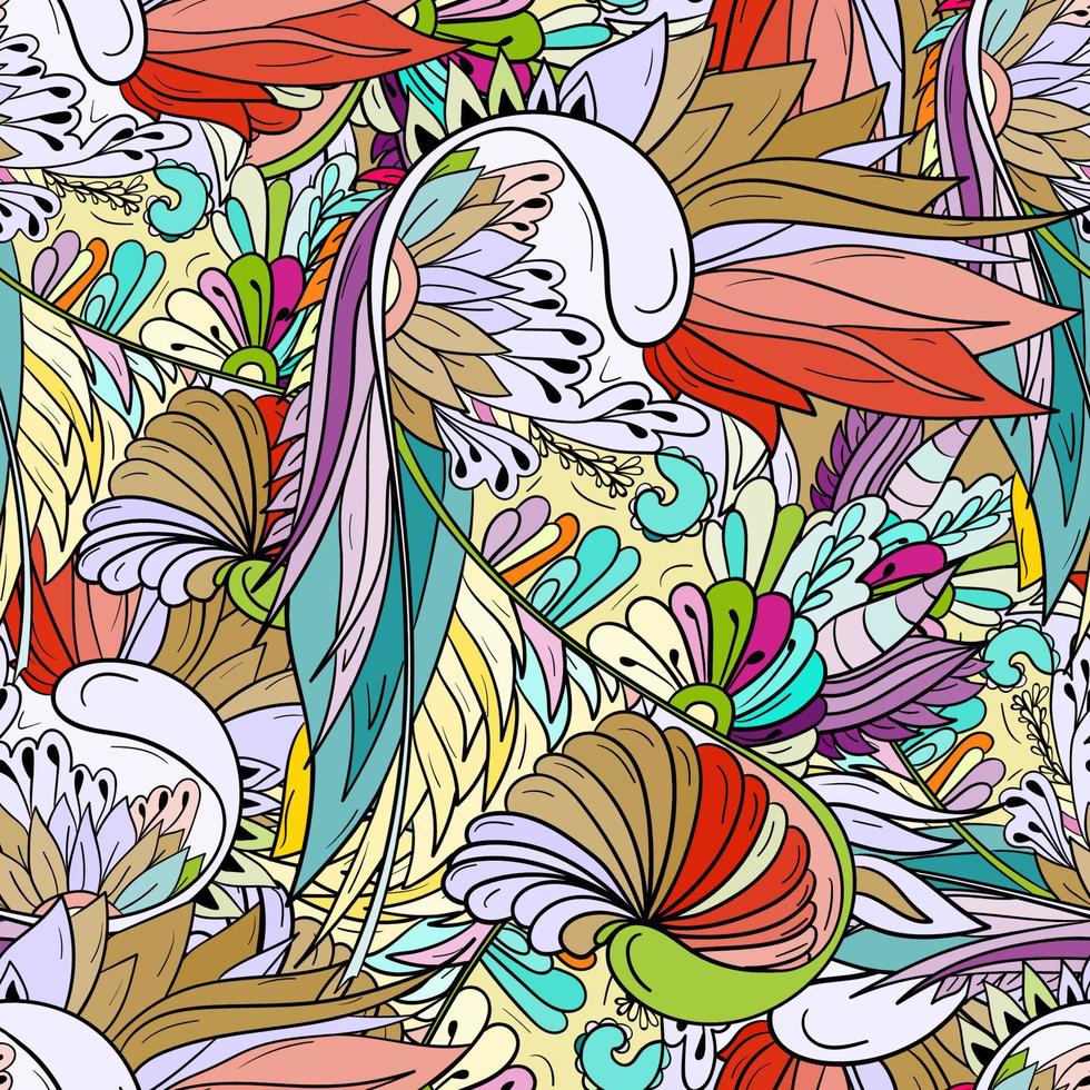 naadloos patroon met abstracte bloemen en bladeren vector