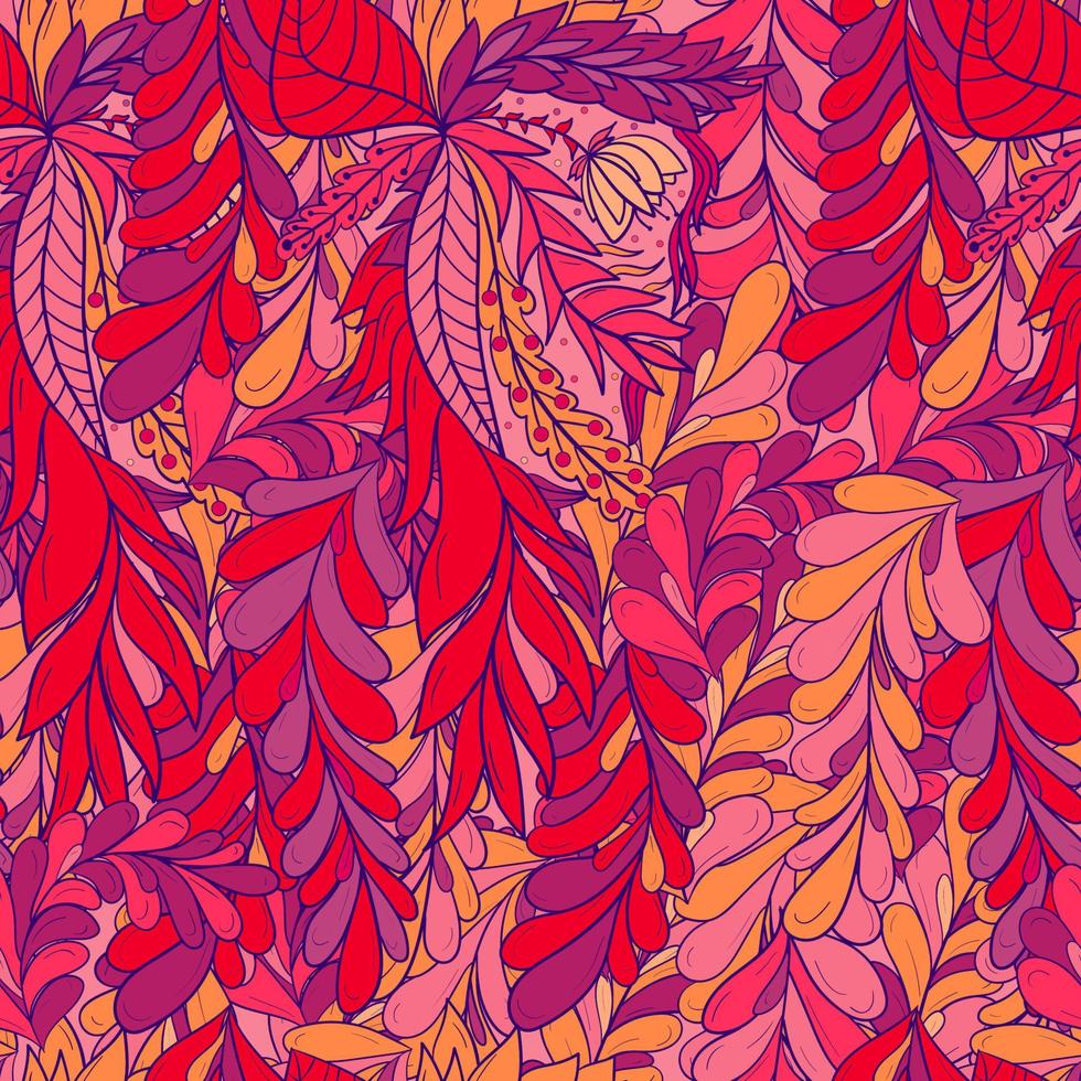 naadloze patroonachtergrond met abstracte bladeren en bloem vector