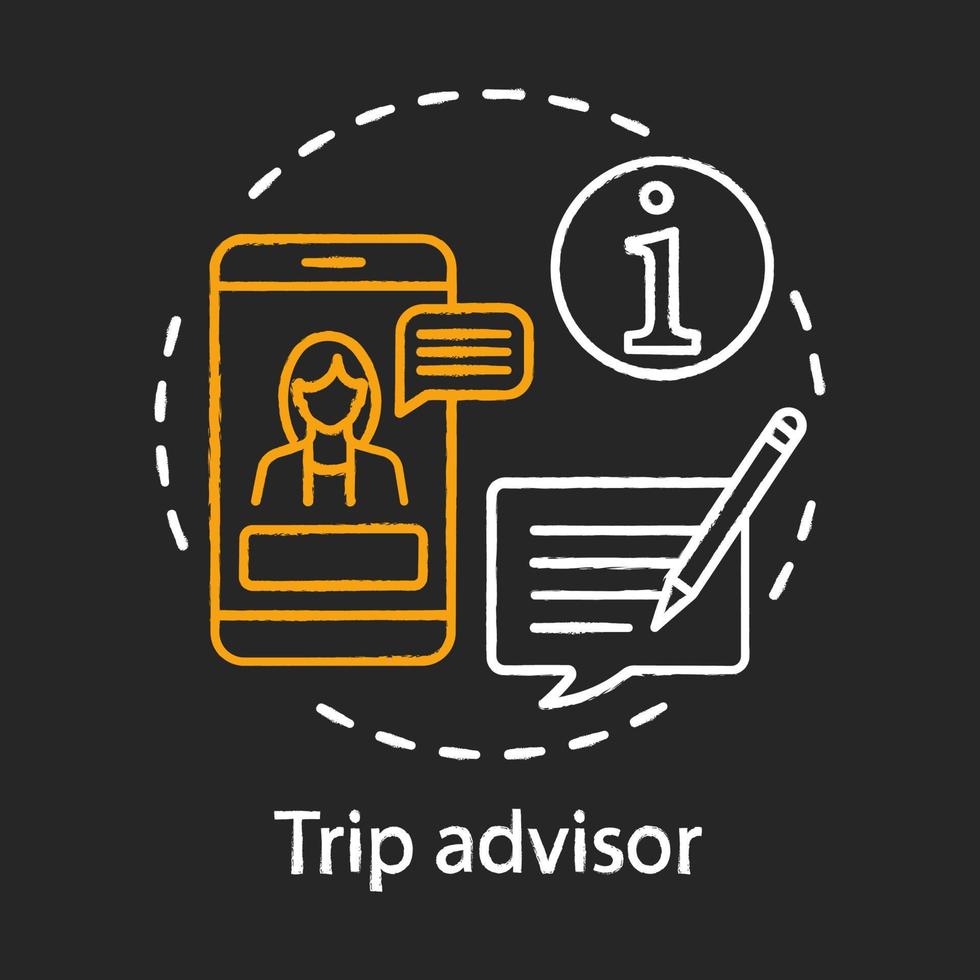 trip advisor krijt concept icoon. reizend idee. reisbureau service, infocenter. toer advies. kortingen, speciale aanbiedingen. vector geïsoleerde schoolbordillustratie