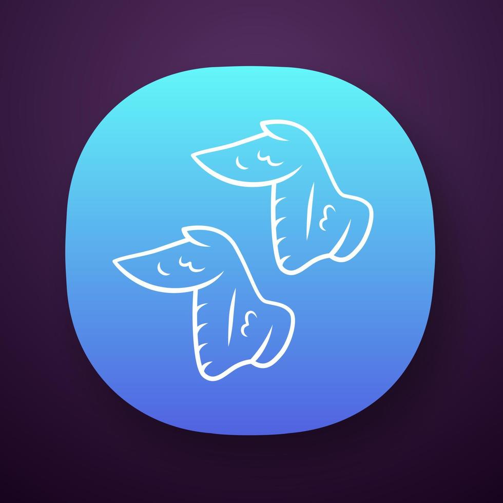 kippenvleugels app icoon. slagers vlees. productie en verkoop van vlees. eiwit bron. slagerij. ui ux-gebruikersinterface. web- of mobiele applicatie. vector geïsoleerde illustratie