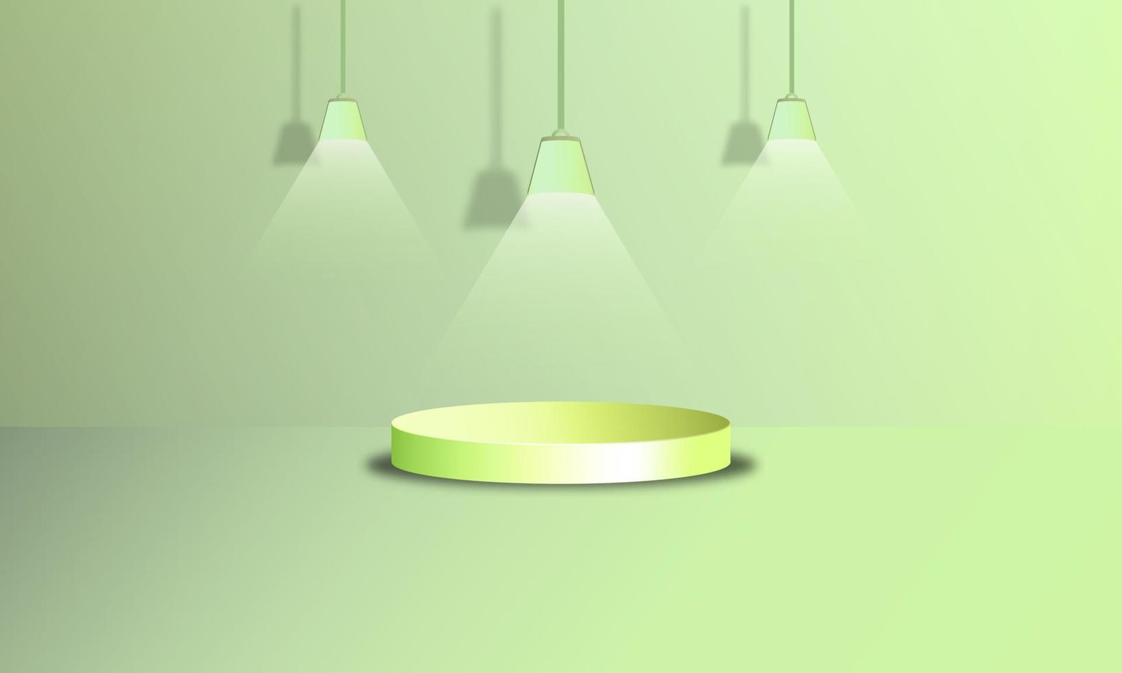 achtergrond 3D object ornament islami lamp en ster 3D podium 3D ramadan groen kleur pastel vector ontwerp eps 10