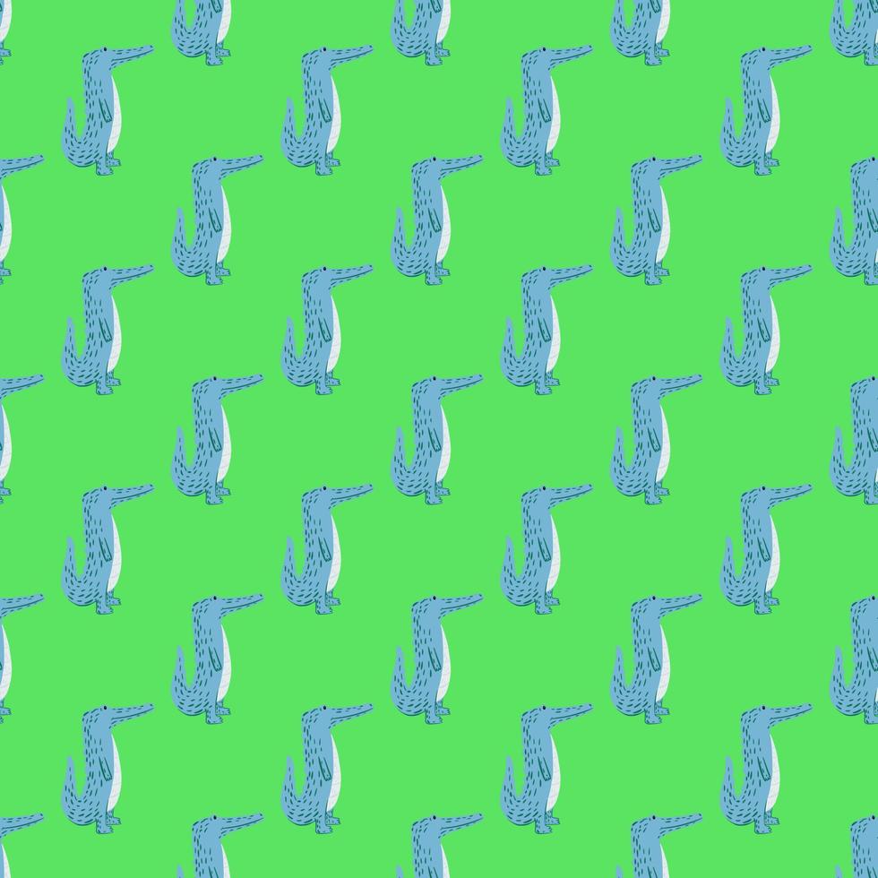 schattig krokodil naadloos patroon. achtergrond met grappige alligator in doodle stijl voor stof. vector