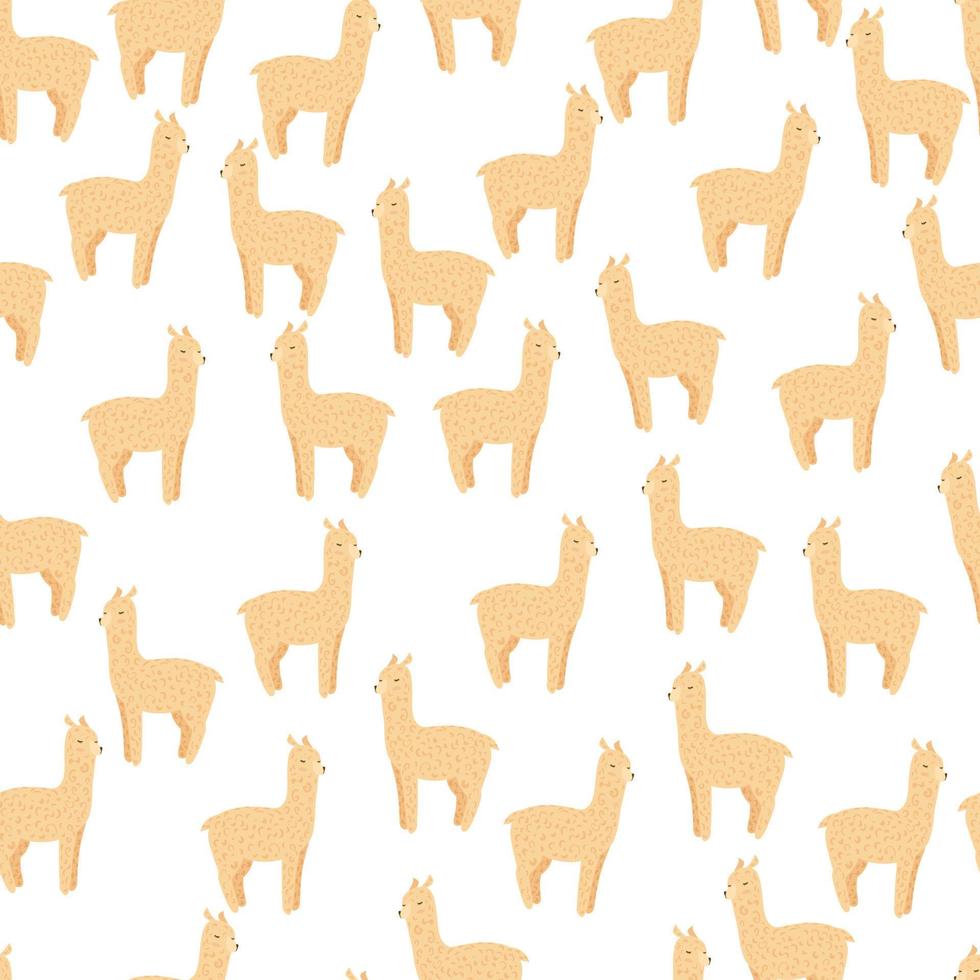 vrolijk alpaca naadloos patroon. achtergrond met grappige lama in doodle stijl voor stof. vector