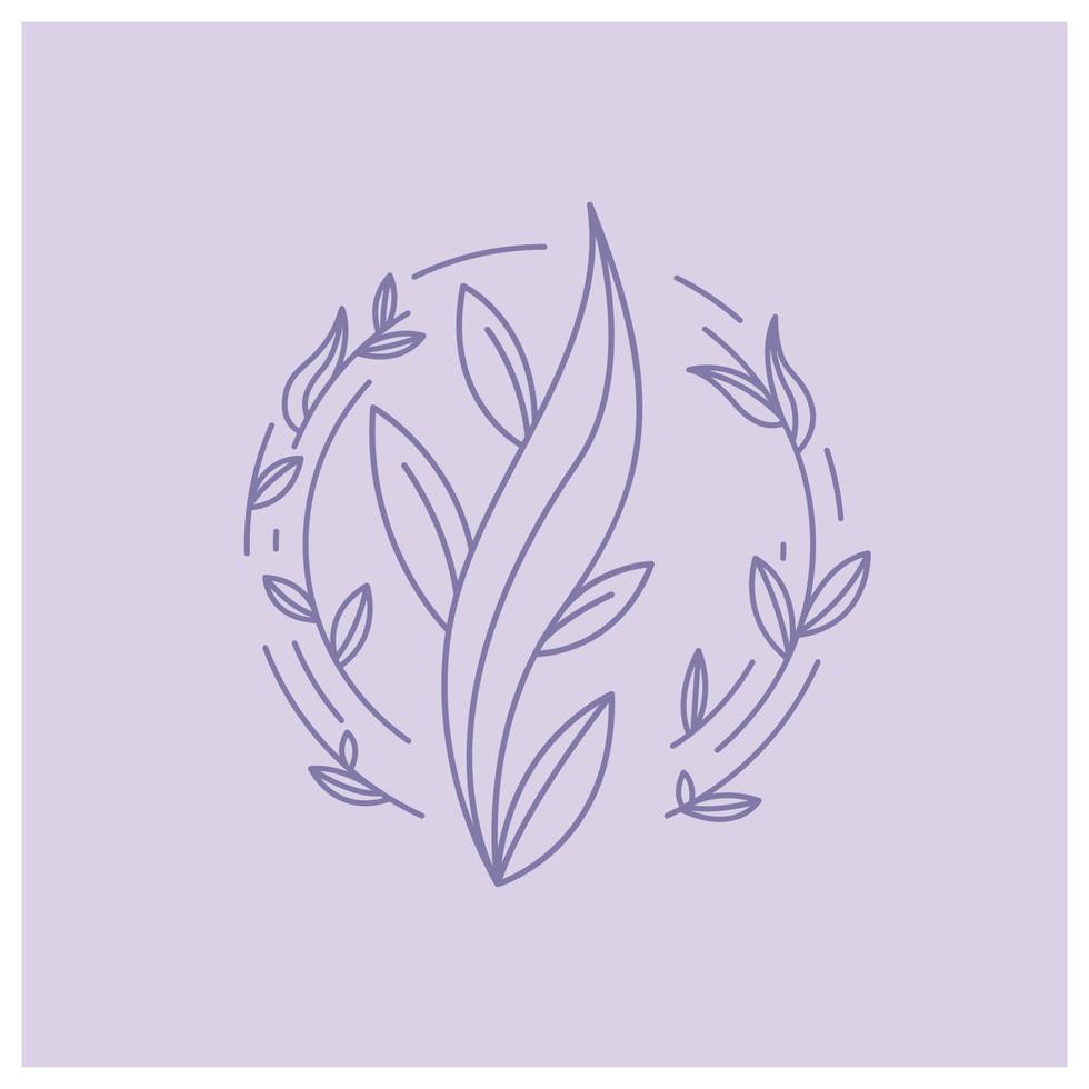 bloemenkrans voor kaartdecoratie illustratie violette achtergrond vector