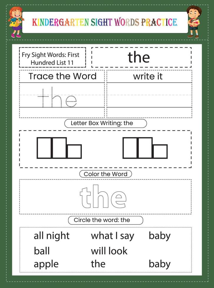 kleuterschool zicht woorden oefenen vector