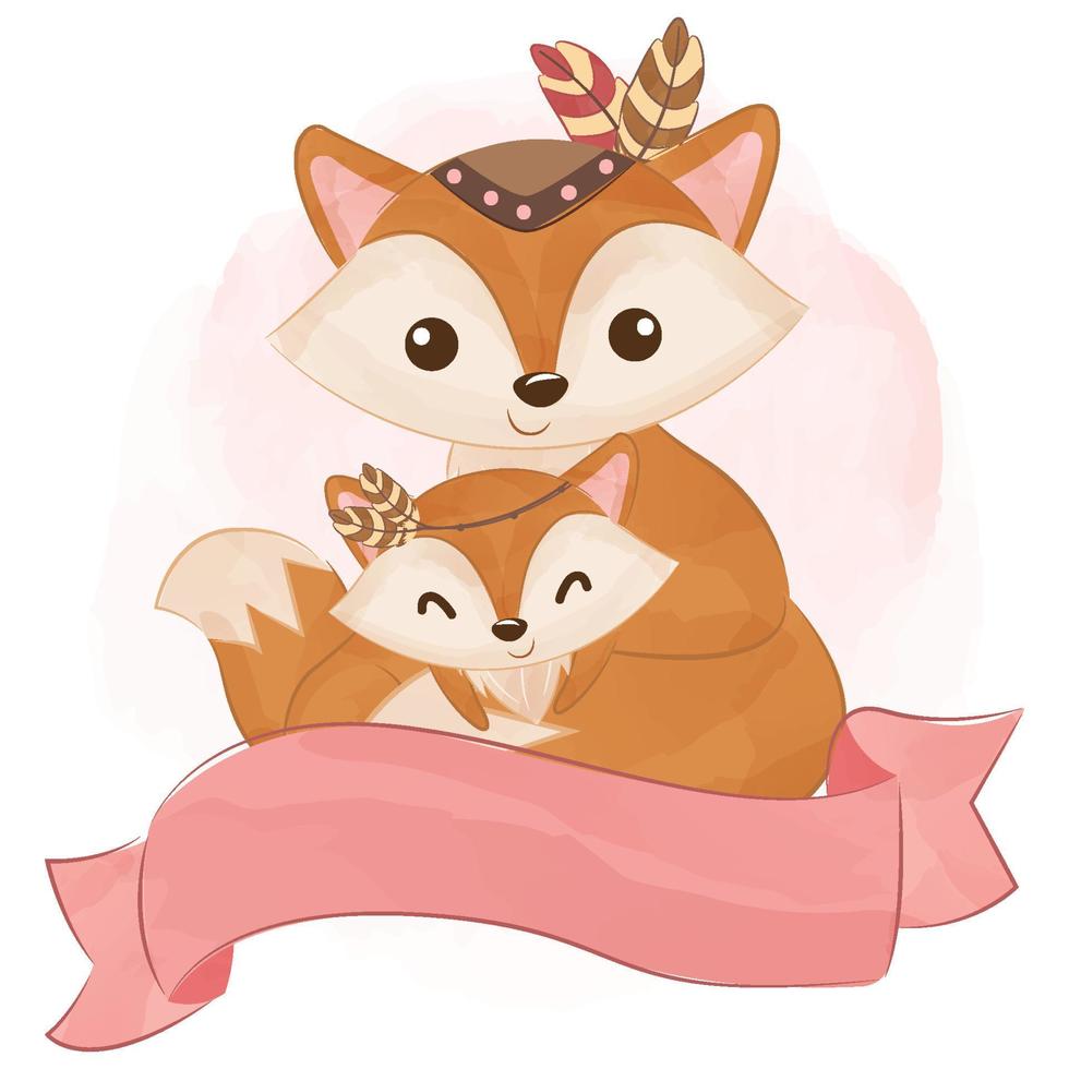 schattige Boheemse dieren moeder en baby illustratie vector