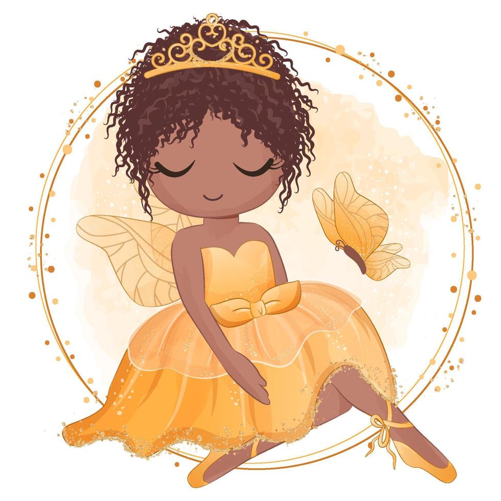 schattige kleine ballerina in gele jurk vector