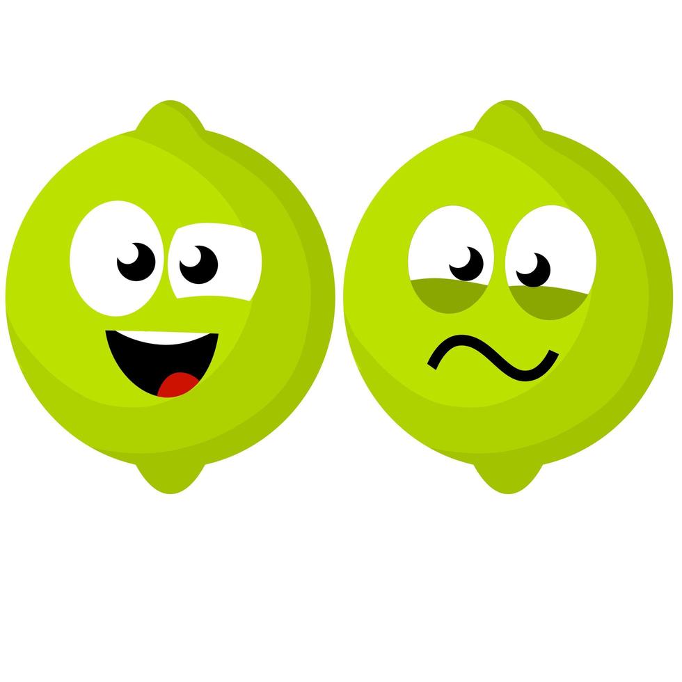 mascotte en emoties. grappig en schattig groen element. vector