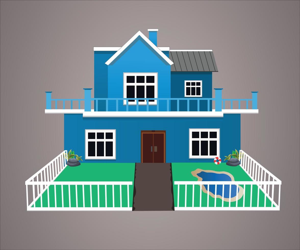 cartoon huis vector geïsoleerd op een achtergrond met kleurovergang, modern huis.