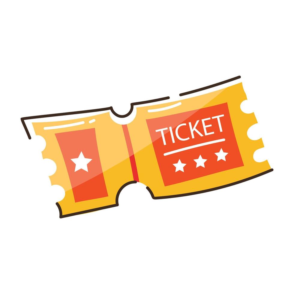 een premium plat doodle-pictogram van ticket vector