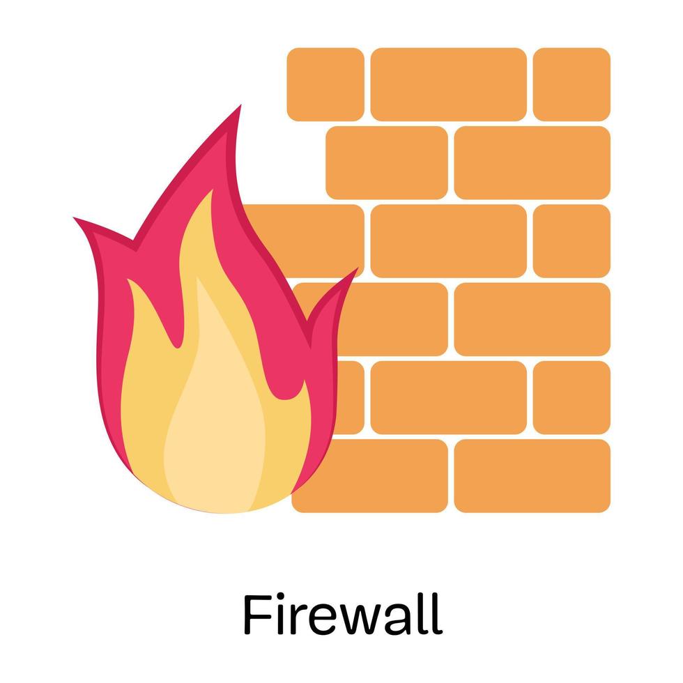internetbeveiliging, plat pictogramontwerp van firewall vector