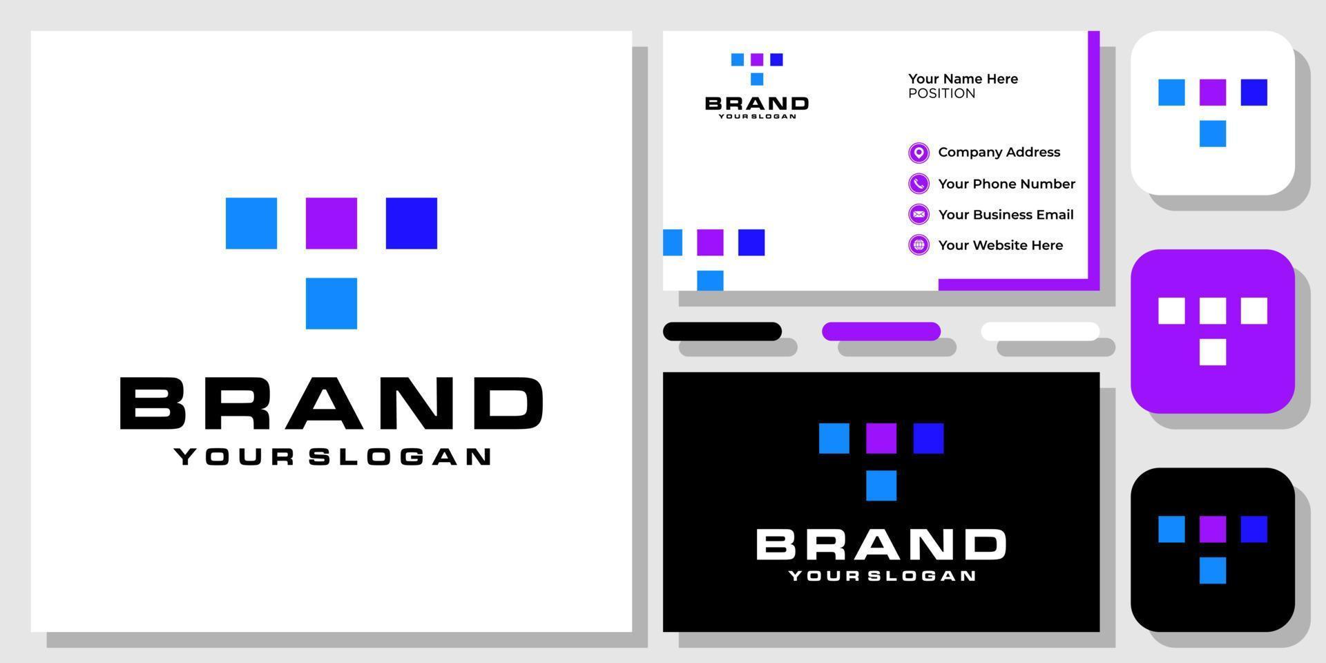 eerste letter t vierkante doos kleurrijk modern abstract monogram logo-ontwerp met sjabloon voor visitekaartjes vector