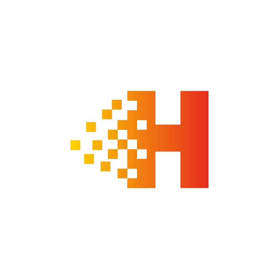 kleurrijke letter h snel pixel dot-logo. pixelart met de letter h. integratieve pixelbeweging. creatief verspreid technologiepictogram. vector