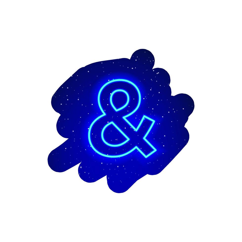 neon geleid blauw ampersand-pictogramtype. middernacht blauw realistisch neon icoon. neon alfabet ampersand icoon nachtshow. geïsoleerd op een witte achtergrond. vector