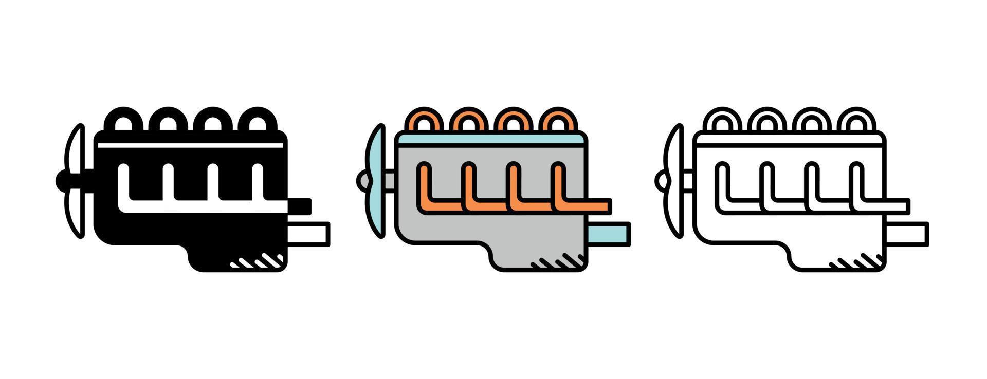 voertuig motor pictogramserie. auto-onderdelen lijn pictogrammen. vector