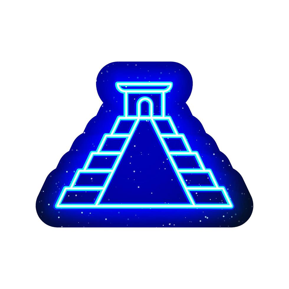 blauw neon chichen itza gebouw icoon. middernacht blauw. neon Mexicaans architectonisch itza-ontwerp. realistisch neonpictogram. er is een maskergebied op een witte achtergrond. vector