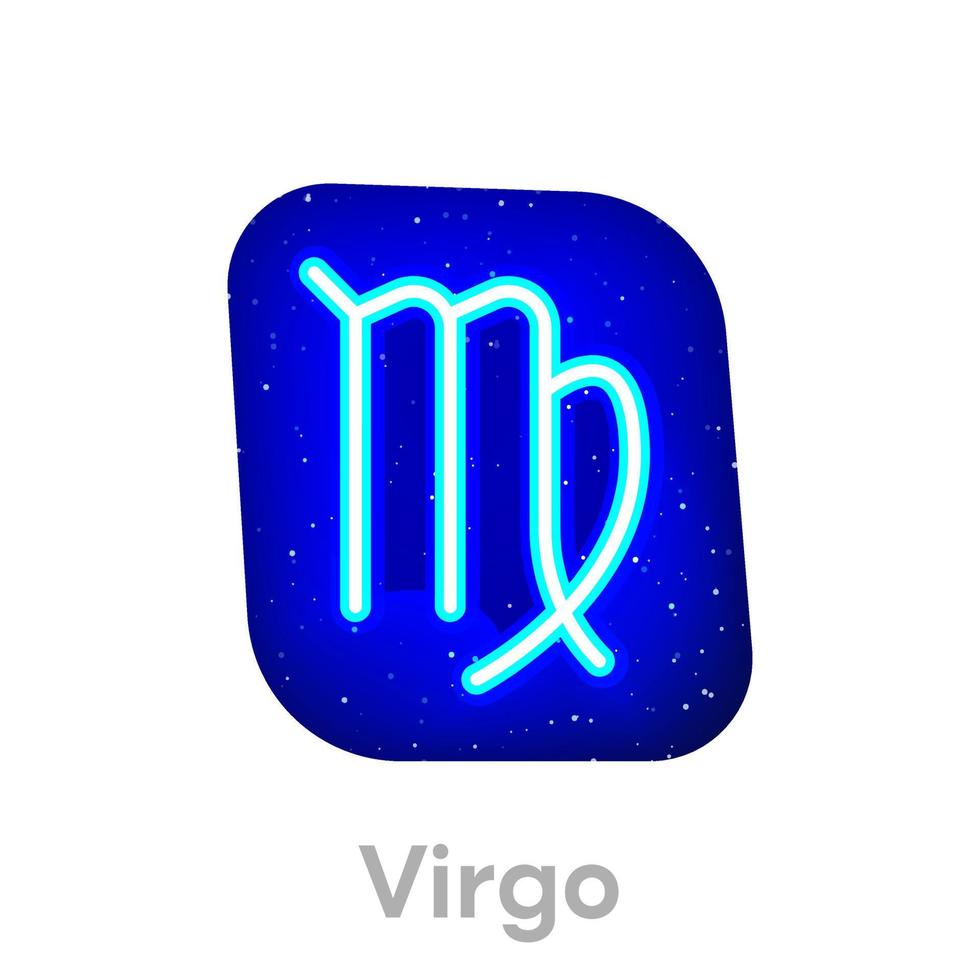 neon blauw Maagd dierenriem icoon in de ruimte. realistische neon horoscoop icoon. gloeiend neon maagd dierenriem lijn icoon. het heeft een maskergebied op een witte achtergrond. vector