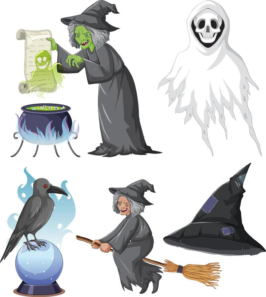 halloween-thema met boze heks vector