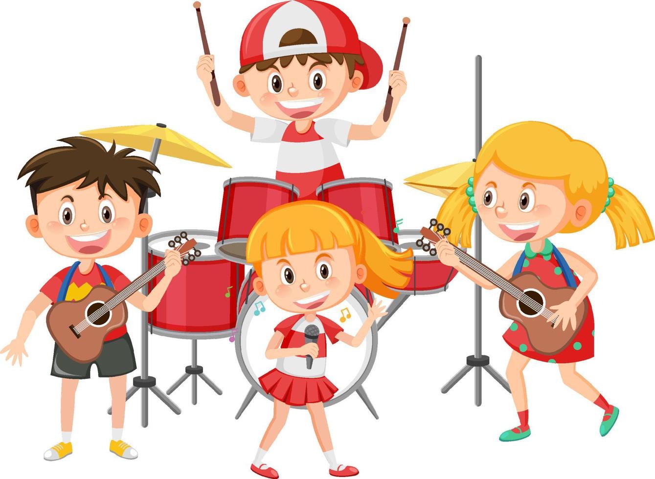 groep kinderen muziekband vector