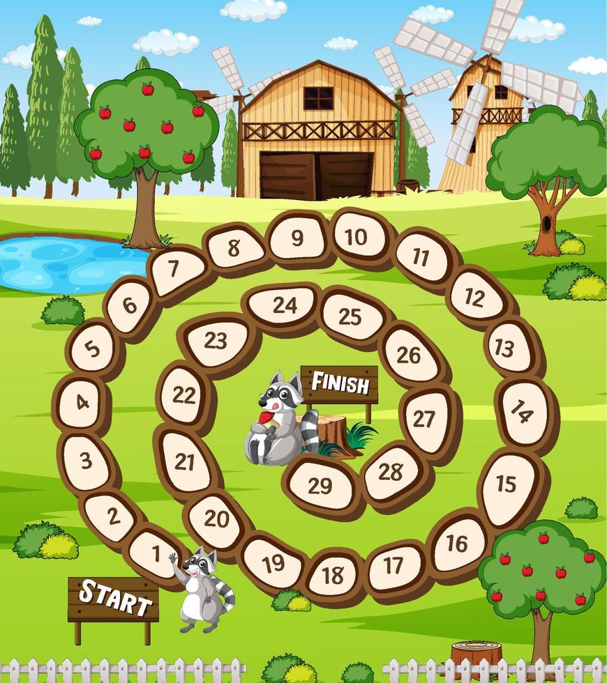 een boerderijbordspelsjabloon vector