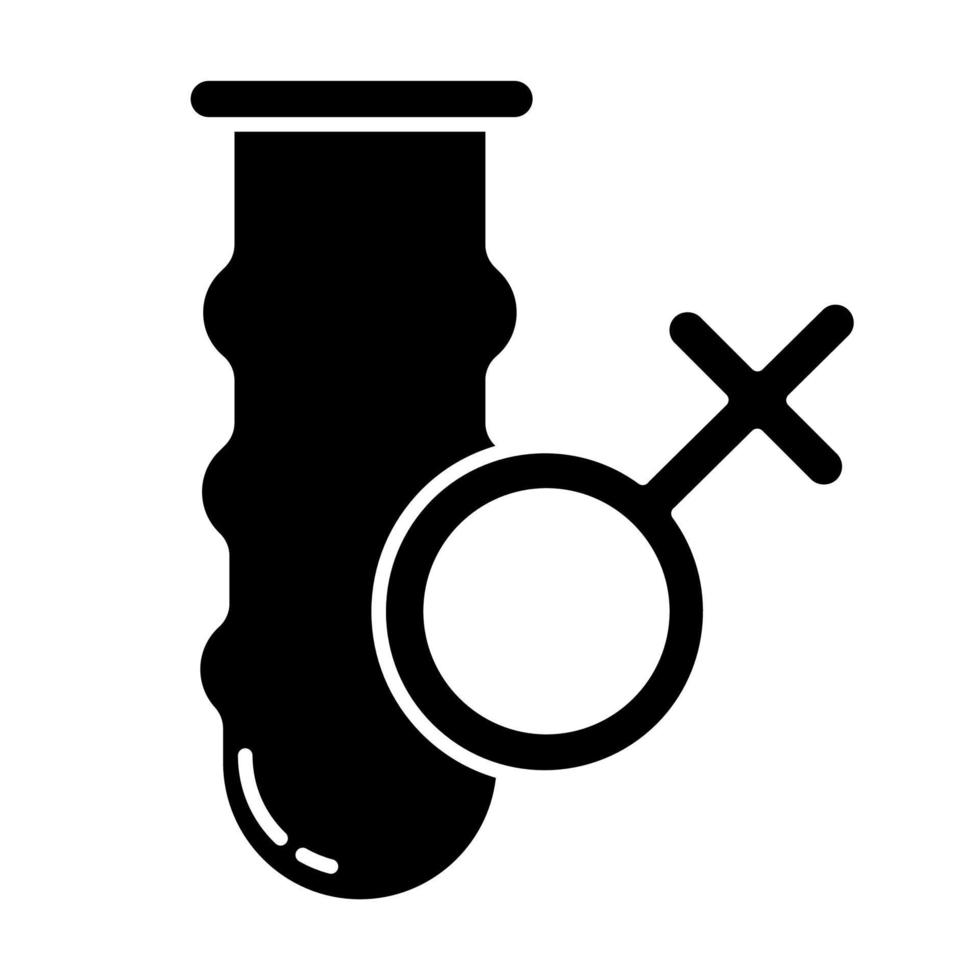 vrouwelijke condoom glyph pictogram. latex anticonceptiemiddel. conserveermiddel optie. anticonceptie. zwangerschap voorkomen. veilige seks. sti bescherming. silhouet symbool. negatieve ruimte. vector geïsoleerde illustratie