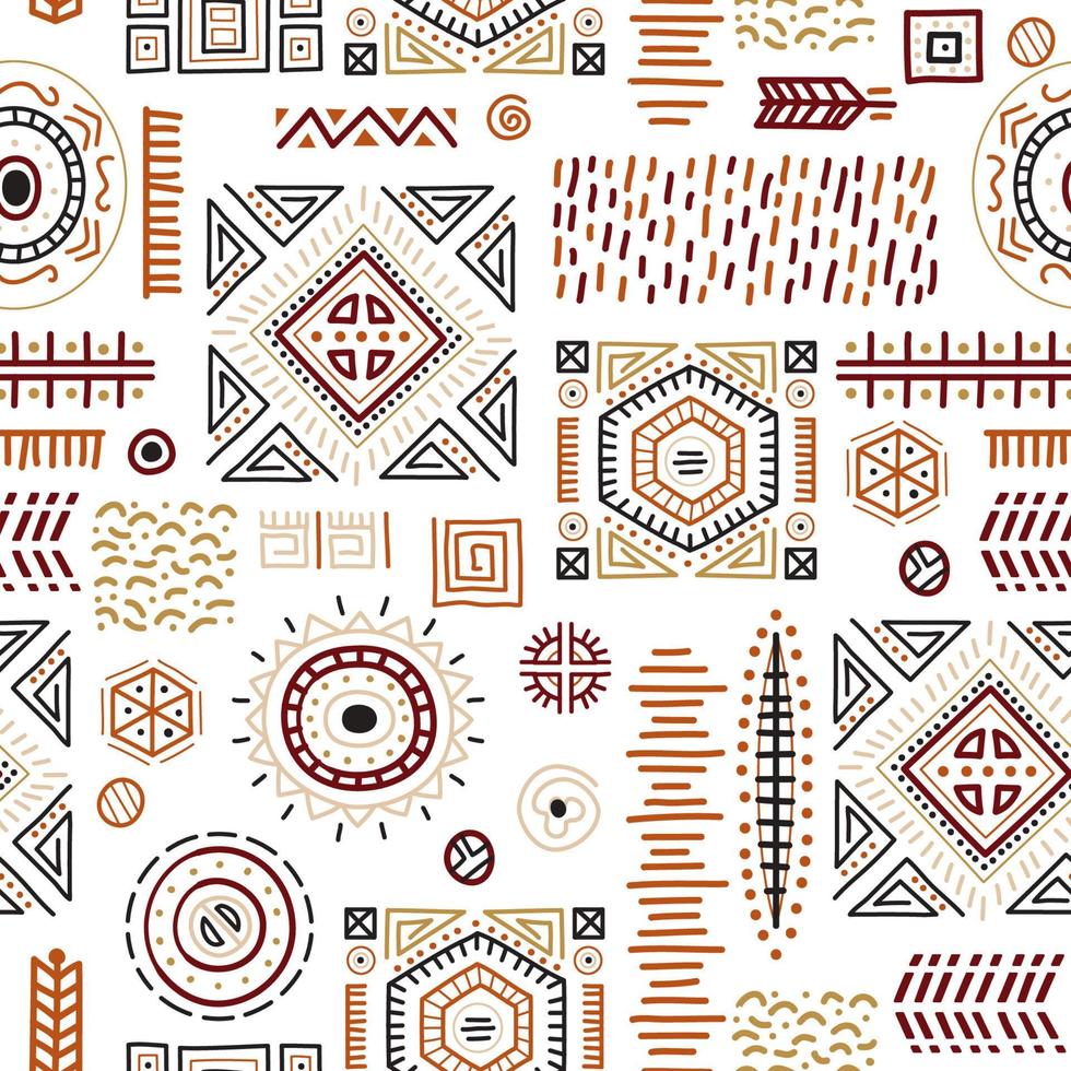 kleurrijke Afrikaanse kunst decoratie tribal geometrische vormen naadloze achtergrond. vector