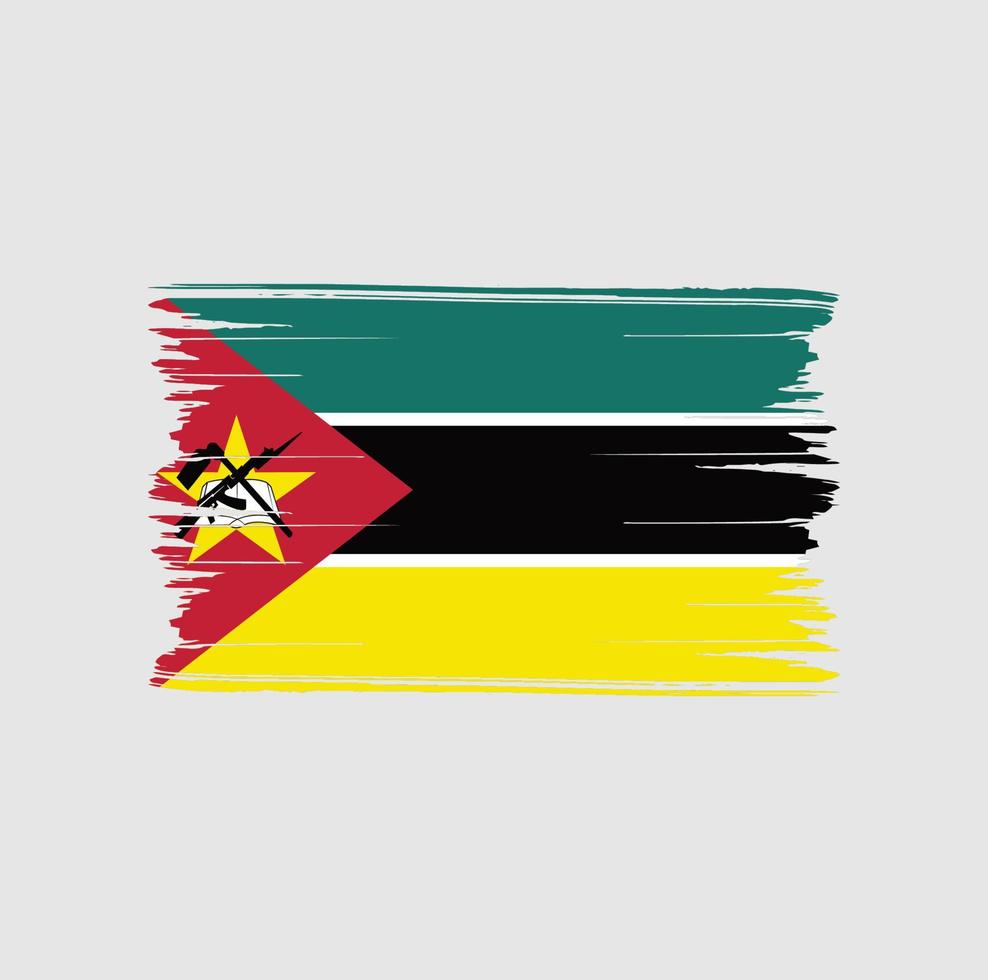 Mozambikaanse vlag penseelstreken. nationale vlag vector