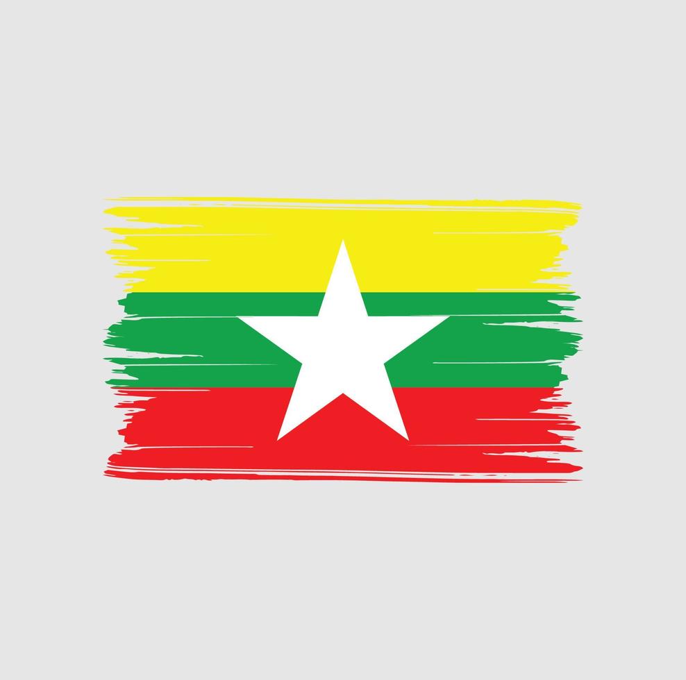 Myanmar vlag penseelstreken. nationale vlag vector