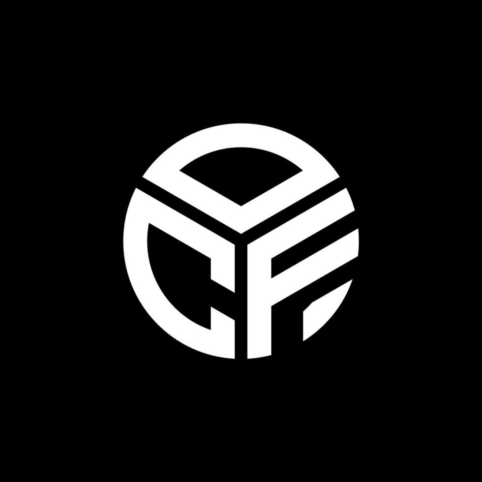 OCF brief logo ontwerp op zwarte achtergrond. ocf creatieve initialen brief logo concept. ocf-briefontwerp. vector