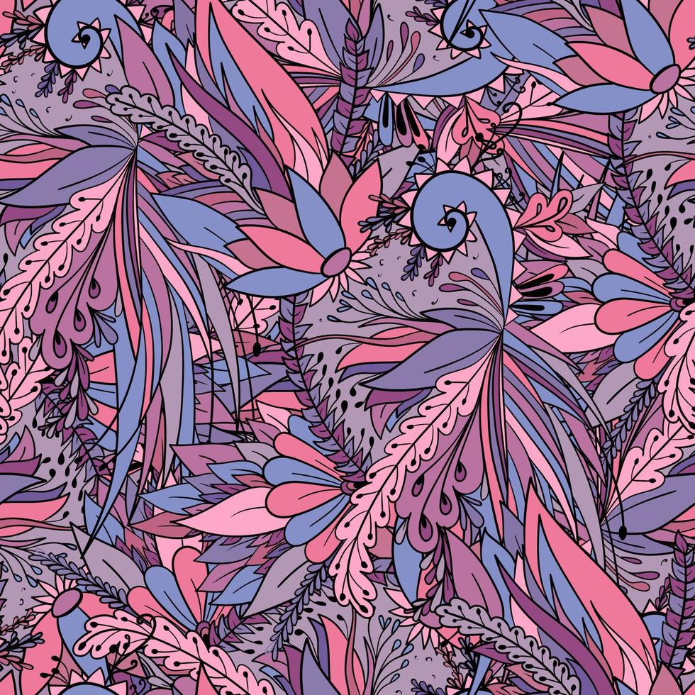 naadloos patroon met abstracte bloemen en bladeren vector