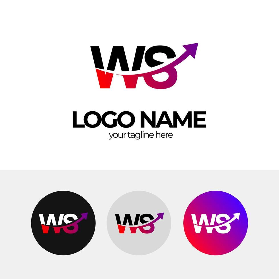 letter w en s-logo, ws-logo-ontwerp voor bedrijven, pijl, opschalen, bedrijf vergroten, bedrijfslogo-ontwerp vector