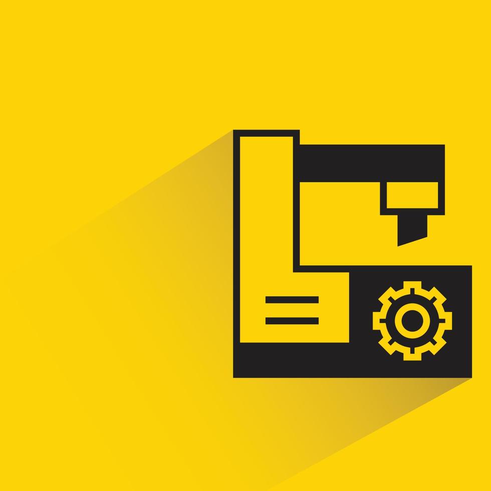 cnc machine pictogram gele achtergrond vectorillustratie vector