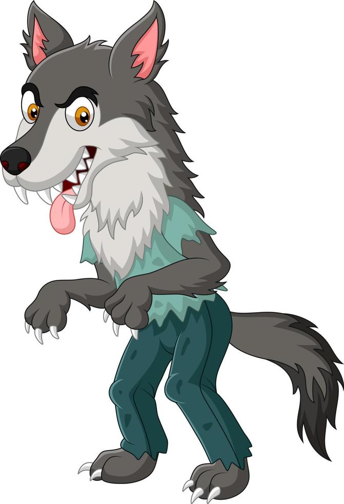 cartoon boze wolf geïsoleerd op witte achtergrond vector