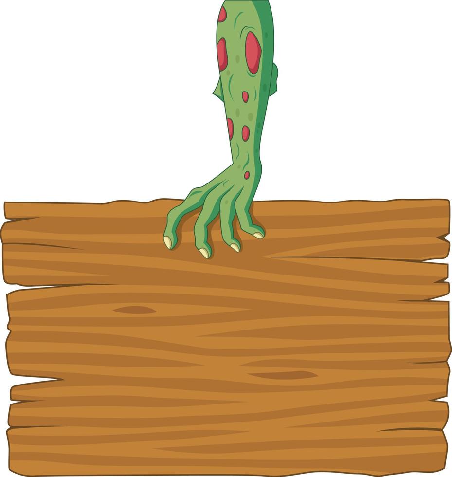 cartoon zombie hand met leeg teken vector