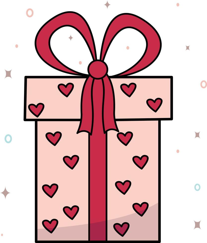 vector afbeelding van een cadeau met hart voor Valentijnsdag en Nieuwjaar. een liefdesverklaring. een kerstkaart. ontwerp voor internet, banners, webpagina's en mobiele applicaties, boeken, tijdschriften, pictogrammen