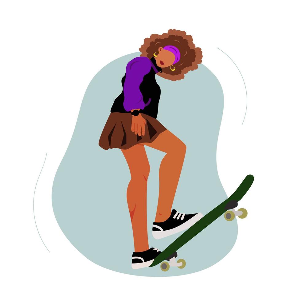 illustratie van een meisje skateboarder. vector