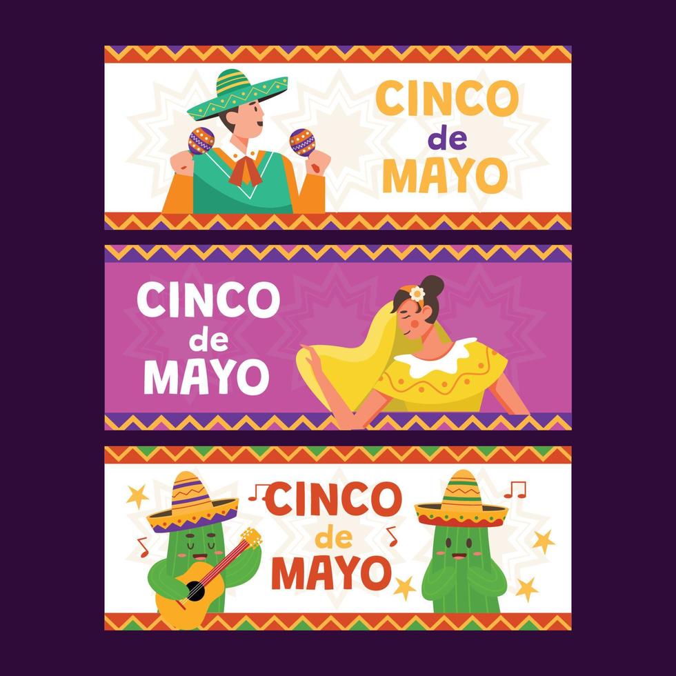 cinco de mayo banner set vector