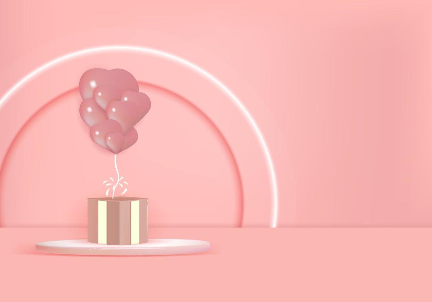 abstracte vector van 3D-vorm. productpresentatie. verrassing geschenkdozen en ballonnen. minimale muurscène.